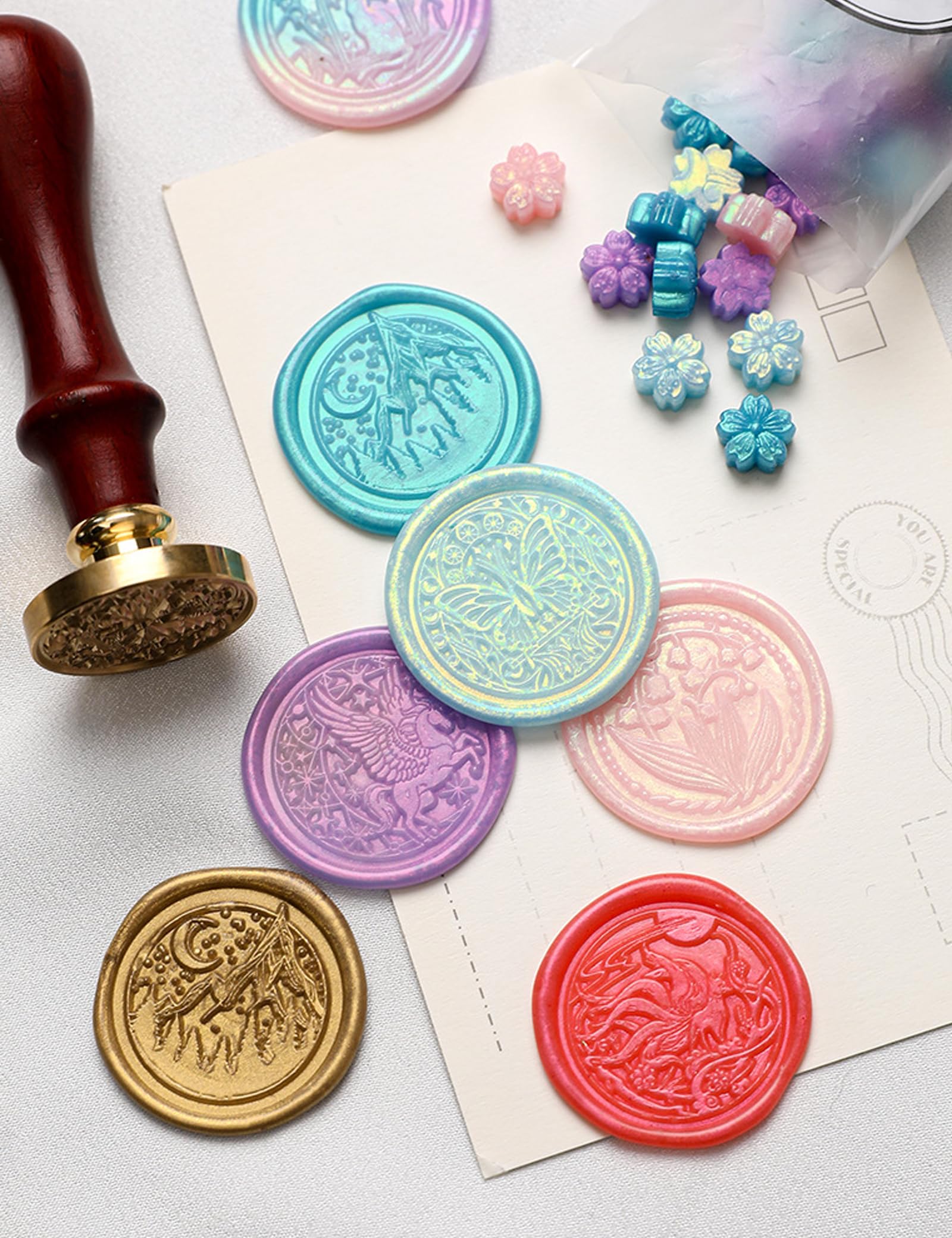 Amazon | Geerow シーリングワックス オーロラカラー 100粒 封蝋